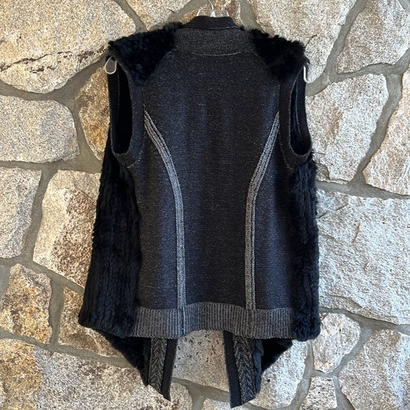 Vince Draped Wool Real Rabbit Fur Sweater Vest - Picture 5 of 8